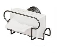 Sileduove Support mural à ventouse pour salle de bain et cuisine, avec construction en métal robuste et design minimaliste moderne, pour lingettes humides (noir)