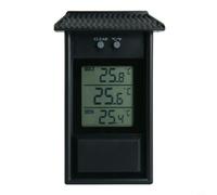 Sileduove Thermomètre de serre numérique max-min, accessoire de serre mural, pour l'intérieur ou l'extérieur, noir