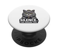 Silence I Am Judging You Chat Mignon British Shorthair PopSockets PopGrip Adhésif