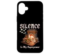 Silence is My Superpower Cheminée introvertie pour Rat de bibliothèque Coque pour iPhone 16 Plus