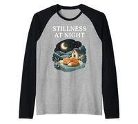 Silence la Nuit, Renard endormi, Cozy Moon Calm, Cottagecore Manche Raglan