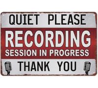 Silence Recording In Progress Vintage Metal Sign Wall-Art 12x8 Inch