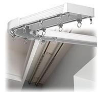 Silence Tringle à rideaux double pour fenêtres en forme de U/L et baies vitrées, angle 90°, tringles à rideaux blanches de 4,8 m, idéales pour réduire le bruit et installation facile