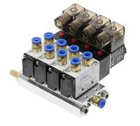 Silencieux à électrovanne pneumatique Quadruple, 4 voies, 4V210-08, 12V, 24V, 110v, 220v, 4mm, 6mm, 8mm, 10mm, 12mm, ensemble de Base à raccord rapide(12mm Fittings,AC220V)