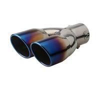 Silencieux arrièr Garniture d'échappement de style de voiture, queue de tuyau de silencieux universelle en acier inoxydable incurvée à Double sortie Embout de silencieux(Blue straight)