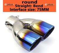 Silencieux De Tuyau Universel En Acier Inoxydable Pour Voiture,Extrémité De Buse De Sortie,Extrémité Simple,Un Changement,Deux Doubles Sorties,Id 60mm,75mm - Type Straight Blue 75mm #B