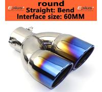 Silencieux De Tuyau Universel En Acier Inoxydable Pour Voiture,Extrémité De Buse De Sortie,Extrémité Simple,Un Changement,Deux Doubles Sorties,Id 60mm,75mm - Type Straight Blue 60mm #B