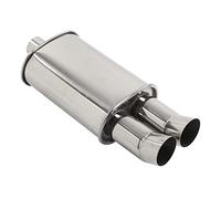 Silencieux D'échappement de Voiture Tbest, Silencieux D'échappement à Double Sortie de 57 Mm pour DTM en Acier Inoxydable Argenté Universel pour Voiture