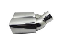 Silencieux d'échappement Embout d'échappement Universel à Double Sortie, Embout de Silencieux arrière en Acier Inoxydable, Bouche carrée, Silencieux de Tuyau d'échappement(Silver Curved)