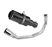 Silencieux d'échappement Tuyau Système Complet D'échappement Avec Tube Coudé Avant En Acier Inoxydable Pour GY6 125cc, 150cc, 200cc(Black-B)