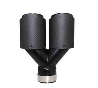 Silencieux Droit Embout de silencieux d'échappement mat en Fiber carbone forme Y, Double sortie, buse, décoration universelle, acier inoxydable, noir(63MM-89MM)