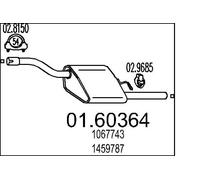 Silencieux final 01.60364 MTS pour FORD FOCUS I A trois volumes