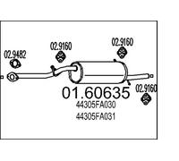 Silencieux final 01.60635 MTS pour SUBARU IMPREZA Break IMPREZA A trois volumes