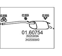 Silencieux final 01.60754 MTS pour VW PEUGEOT