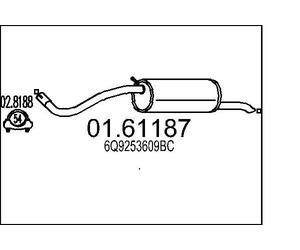 Silencieux final 01.61187 MTS pour SEAT SKODA