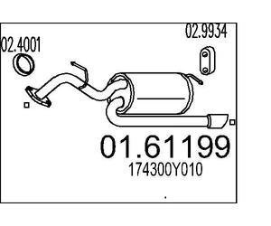 Silencieux final 01.61199 MTS pour TOYOTA DAIHATSU