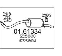 Silencieux final 01.61334 MTS pour VW FOX Berline bicorps trois ou cinq portes