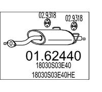 Silencieux final 01.62440 MTS pour HONDA CIVIC VI Fastback CIVIC VI Hatchback