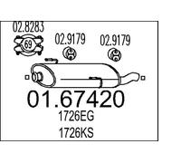 Silencieux final 01.67420 MTS pour PEUGEOT 206+