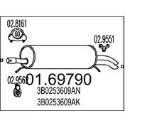 Silencieux final 01.69790 MTS pour VW SKODA