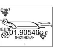 Silencieux final 01.90540 MTS pour VW GOLF III GOLF III Cabriolet