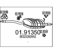 Silencieux final 01.91350 MTS pour AUDI A4 B6 A4 B7