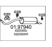 Silencieux final 01.97940 MTS pour SKODA SEAT VW