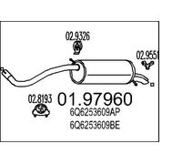 Silencieux final 01.97960 MTS pour SKODA VW SEAT