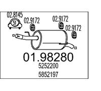 Silencieux final 01.98280 MTS pour OPEL MERIVA A Monospace