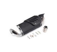Silencieux Moto Pour Benelli Pour TRK502 Moto Oblique Quad Véritable Couvercle En Fibre De Carbone Tête Argentée Tuyau D'échappement(Black)