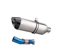 Silencieux Moto Pour CB300R 2018-2024 Section Centrale En Acier Inoxydable 470 Grande Section De Queue De Tête Hexagonale En Titane Et Carbone(Burning blue kit)