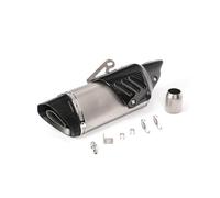 Silencieux Moto Pour Ninja400 Pour Z900 Moto Oblique Quad Véritable Couvercle En Fibre De Carbone Tuyau D'échappement En Titane(Black head)