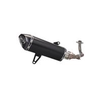 Silencieux Moto Pour TRICITY 300 Kit D'échappement Avant En Alliage De Titane Couvercle Plat Brillant Tête En Carbone Véritable(Black kit)