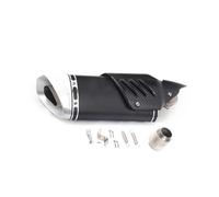 Silencieux Moto Pour YZF-R6 Moto Oblique Quad Véritable Couvercle En Fibre De Carbone Tête Argentée Tuyau D'échappement(Black)