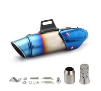 Silencieux Tuyaux D'échappement Tuyau D'échappement De Moto 51 Mm, Système D'échappement Modifié Avec Couvercle, Tube Silencieux Pour MT09 R6 TMAX560(Blue)
