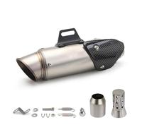 Silencieux Tuyaux D'échappement Tuyau D'échappement De Moto 51 Mm, Système D'échappement Modifié Avec Couvercle, Tube Silencieux Pour MT09 R6 TMAX560(Silver)