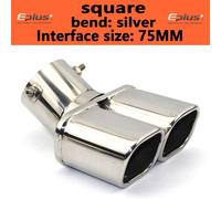 Silencieux Universel En Acier Inoxydable Pour Voiture,Extrémité De Buse De Tuyau Arrière,Extrémité Carrée,Un Changement,Deux Doubles,60mm,75mm - Type Bending Silver 75mm