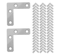 SILENRADAWN 100 Pièces Plaques de Fixation Réutilisable en Acier Inoxydable Argenté Design Multitrous Renforcé et Métal Épaissi pour Portes et Fenêtres pour Table Pliante et Cadre de Lit ,