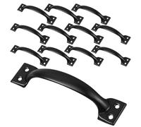 SILENRADAWN 12 Pièces Poignée de Porte Prise Confortable Forme Arc Ergonomique 10cm en Fer Noir pour Portails de Jardin et Environnements Rustiques
