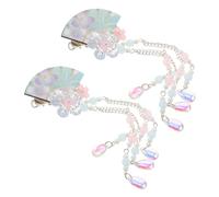 SILENRADAWN 2pcs Épingles à Cheveux Kimono Japonaise en Fer et Acrylique Éventail Léger Antidérapant pour Filles et Femmes, Style Rétro Élégant, pour Cosplay et Événements Hanfu