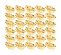 SILENRADAWN 30 Pièces Petits Lingots Yuanbao Décoratifs en Alliage Doré | Style Chinois Traditionnel, Finition Brillante, pour Étagère, Coffret Présent, Ambiance Festive et Déco Maison
