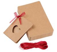 SILENRADAWN 50 Étiquettes en Papier Kraft Marron de Cœur Creux avec Ficelle Rouge pour Mariage, Notes D'amour, Repliables Messages