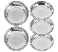 SILENRADAWN 5pièces Assiettes Rondes Acier Inoxydable Coupelles à Sauce Épaisses pour Dips Plateau de Service Snack Réutilisable pour Restaurant Cuisine Maison