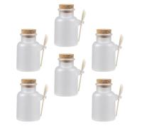 SILENRADAWN 6ensembles Lot de Bocaux Hermétiques pour Poudre et Masque Visage avec Couvercle Liège et Cuillère Bois Contenants Transparants Mat pour Stockage Sûr et Pratique