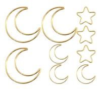 SILENRADAWN 9pcs Cerceaux Attrape-rêves en Fer Forme Lune et Étoile pour Décoration Murale Délicate, Fabrication Diy, pour Guirlandes et Jardin
