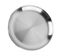 SILENRADAWN Assiette en Acier Inoxydable Argenté, Résistante Rouille et Très Solide, Assiette Plate Ronde pour Desserts et Légumes en Loisirs ou Fêtes