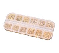 SILENRADAWN Autocollants pour Nail Art Manucure Élégante Perles Dorées en Acrylique Demi-cercle et Diamant pour Décoration Ongles Femme