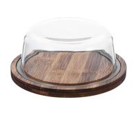 SILENRADAWN Beurrier avec Couvercle en Verre et Base en Bois Élégant Cuisine à Domicile, Protection de Fraîcheur et Rangement Pratique pour Fromage et Snacks