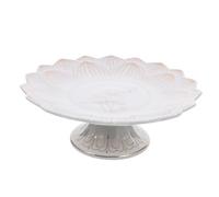 SILENRADAWN Bol à Offrandes Bouddhiste en Céramique Blanche 7 Pouces, Plat D'offrandes Élégant pour Fruits Secs, Facile à Nettoyer, pour Rituels et Cérémonies Religieuses