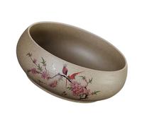 SILENRADAWN Bol à Thé en Poterie Brute pour Cérémonie du Thé Fonction de Rangement, Design Créatif et Couleur Kaki, pour Fêtes et Anniversaires